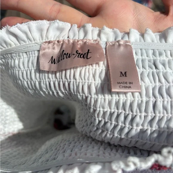 Buckle Willow & Root white floral smocked off shoulder long sleeve maxi dress - Picture 4 of 5